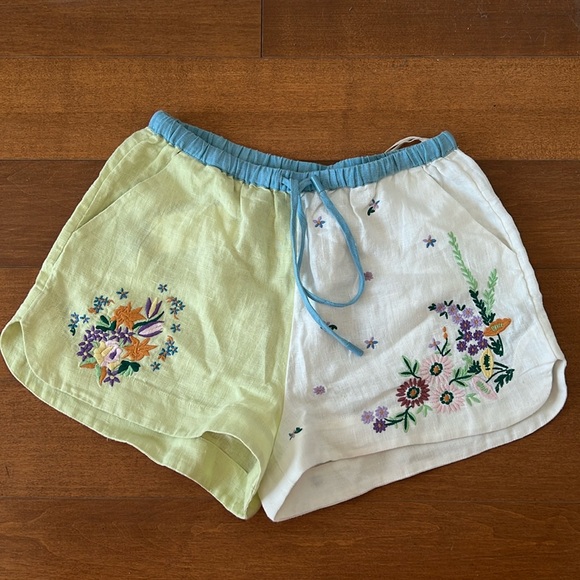 Alémais Hotel Paradiso Willa Embroidered Linen Shorts - Picture 4 of 7